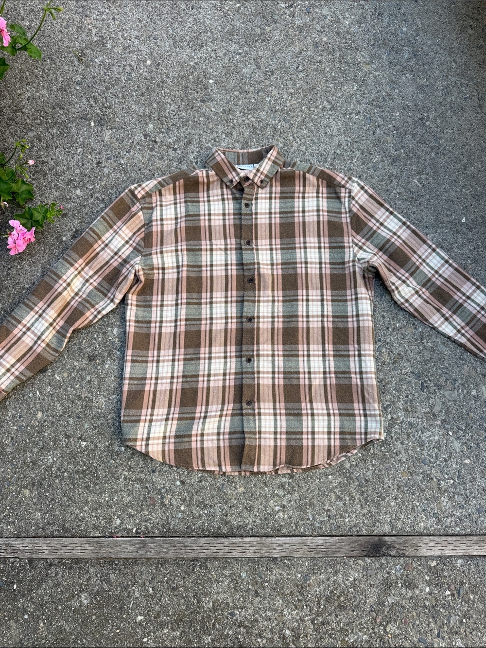 ASOS Design Plaid Button-Up Shirt in Brown and Cream